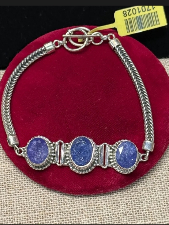 Jewelry - Sterling Silver Artisan Crafted Tanzanite Bracelet 7.5"-8"